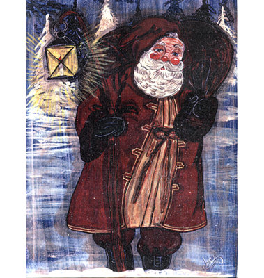Père noël avec lanterne 2-sided garden flag