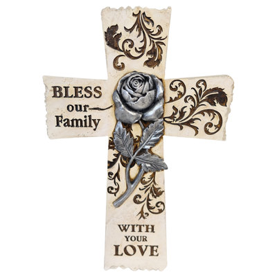 Rose Bless Hanging Wall Cross