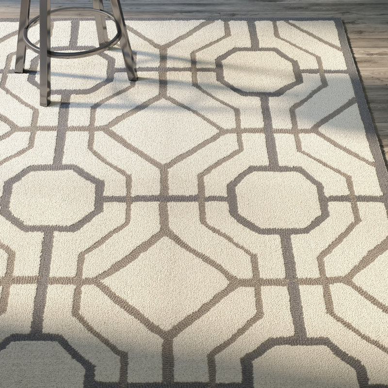Naya Hand Hooked Performance Geometric Rug, Rectangle 5' x 8'