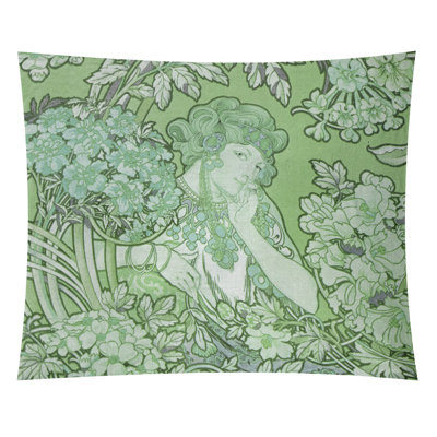 Femme entre des fleurs tapisserie Magdaleno
