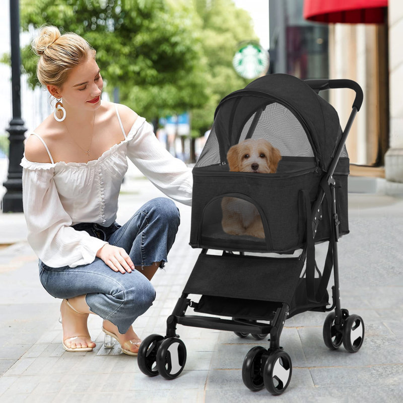 Poussette pliante standard avec support amovible, Noir