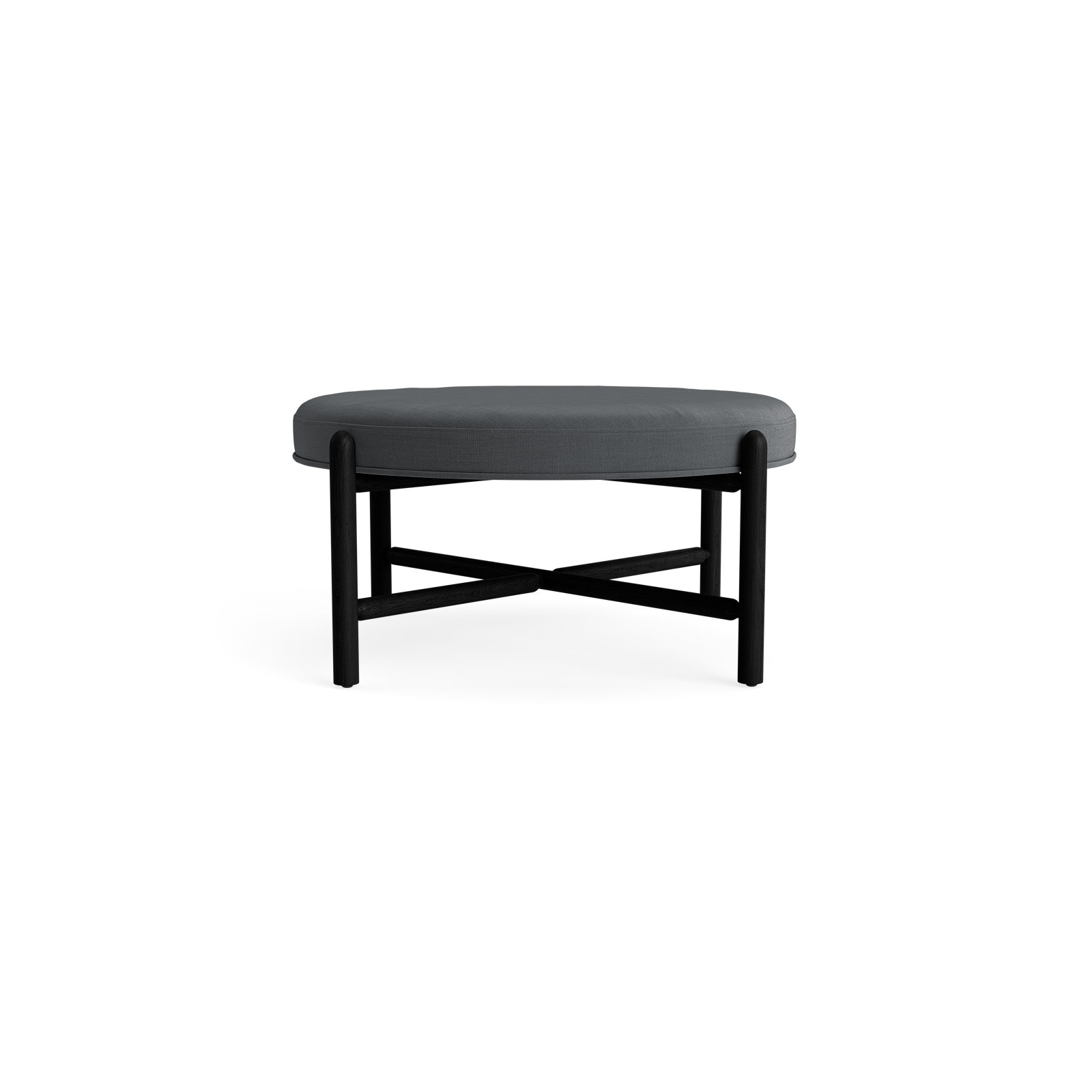 Vane 36" Round Ottoman, Charcoal, Black