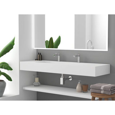 Lavabo de salle de bain mural à surface solide 60 po Boyter