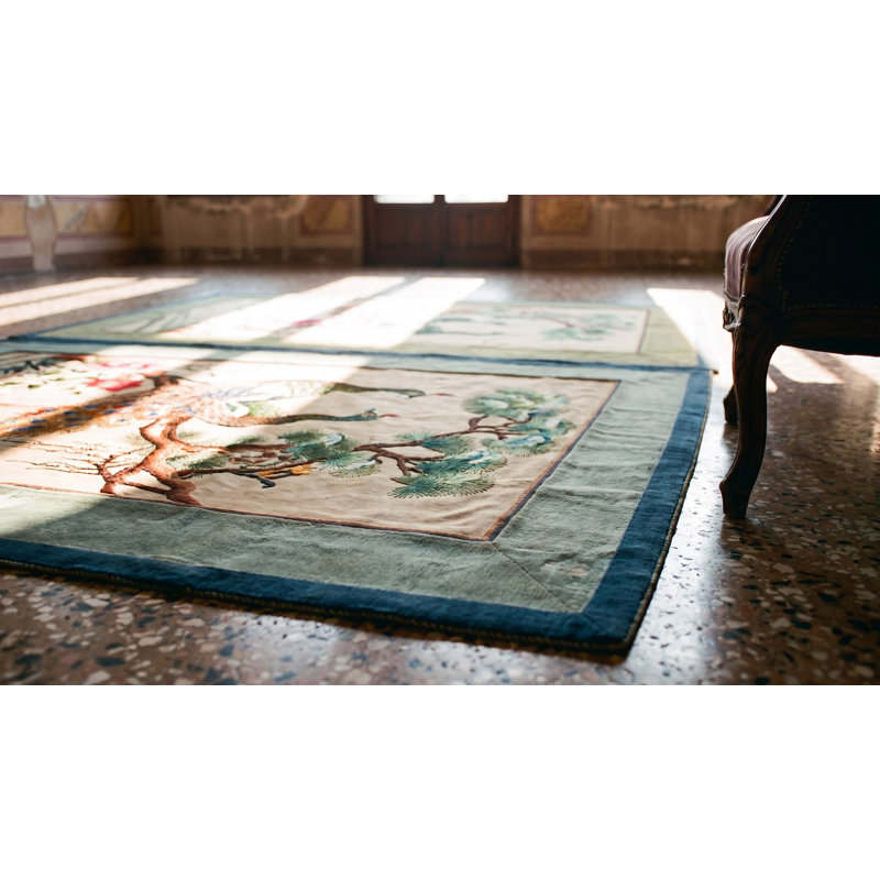 Tapis chinois antique en soie ivoire