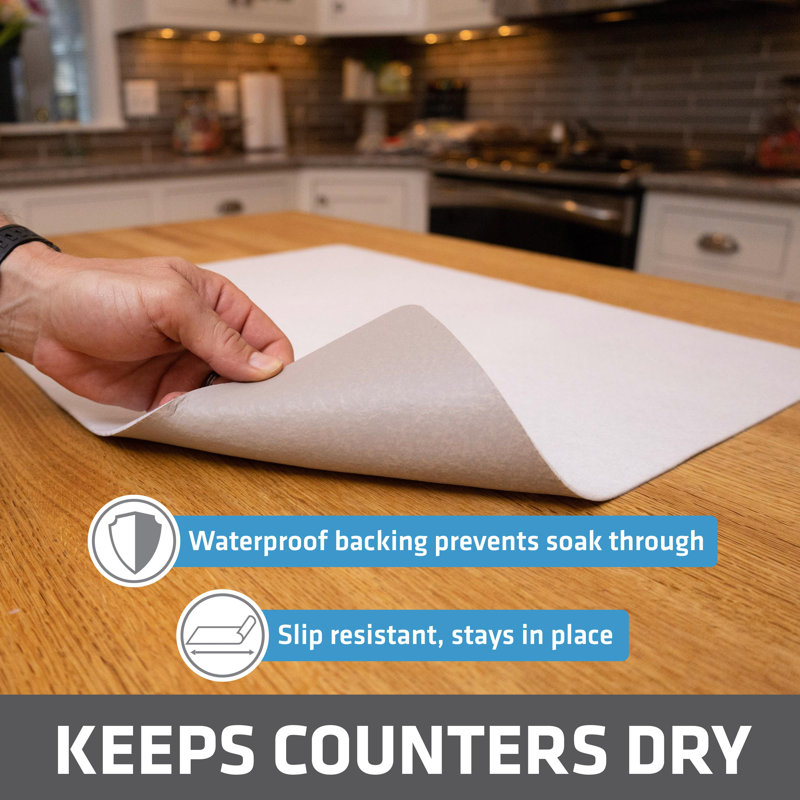 White Low-Profile Super Absorbent Dish Drying Mat 19" x 24"