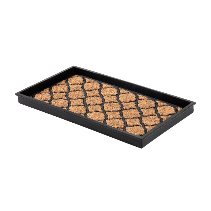 Tapis de démarrage en caoutchouc robuste à treillis écologique 14 po x 24 po avec rebords surélevés pour chaussures boueuses, outils de jardinage et fournitures pour animaux de compagnie - intérieur / extérieur