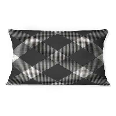 Imprimé pied-de-poule gris - coussin lombaire traditionnel