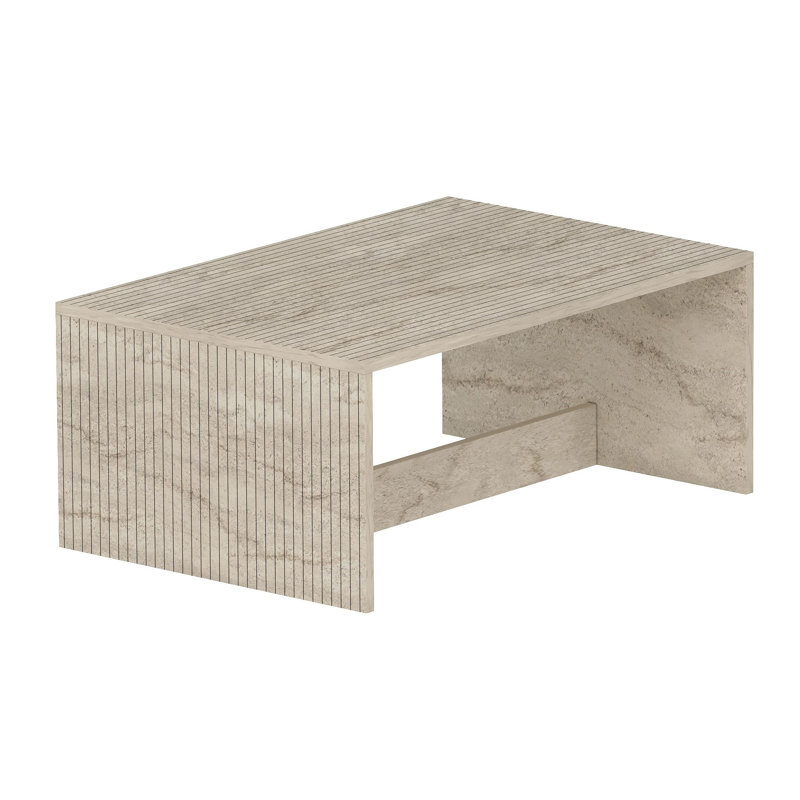 Modern Coffee Table, 35.4 x 16.3 x 23.4 inches | 100% Melamine Coated Particle Board, Thickness: 0.7 inches | Stylish Solid Beige Design, Perfect for Living Room & Contemporary Spaces