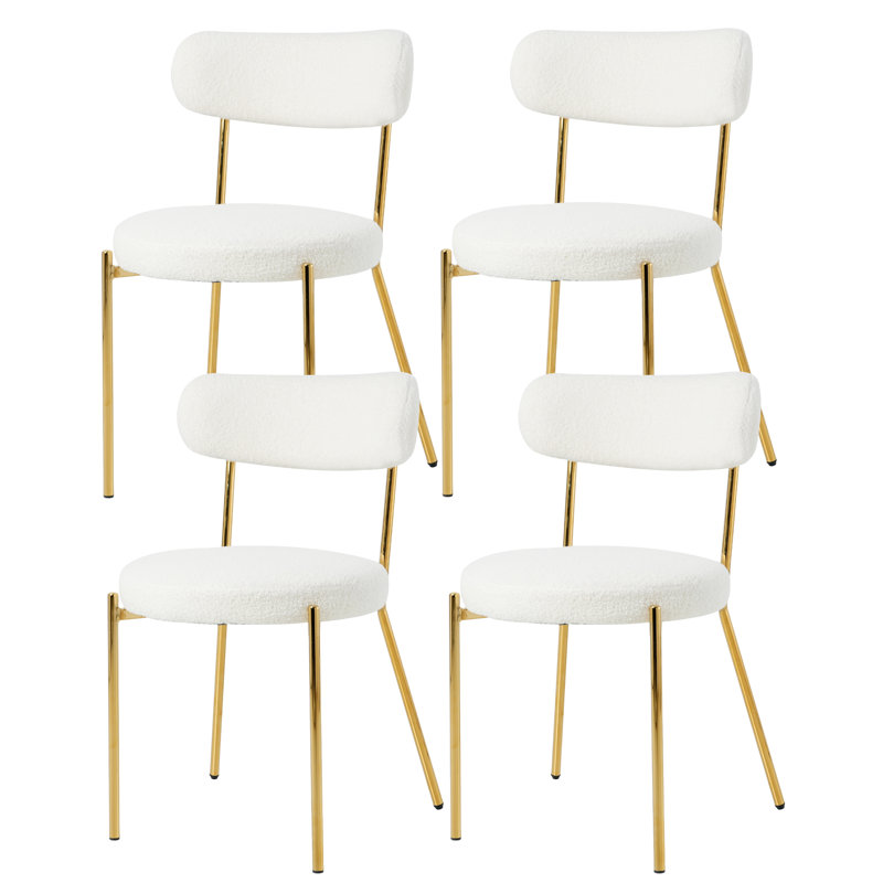 Chaise de salle à manger Abriah Teddy, 2, Blanc, Or