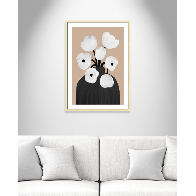 Reproduction botanique Scandi II par Orara, L 25,5 po x H 35,5 po, Matted Print, Or mat