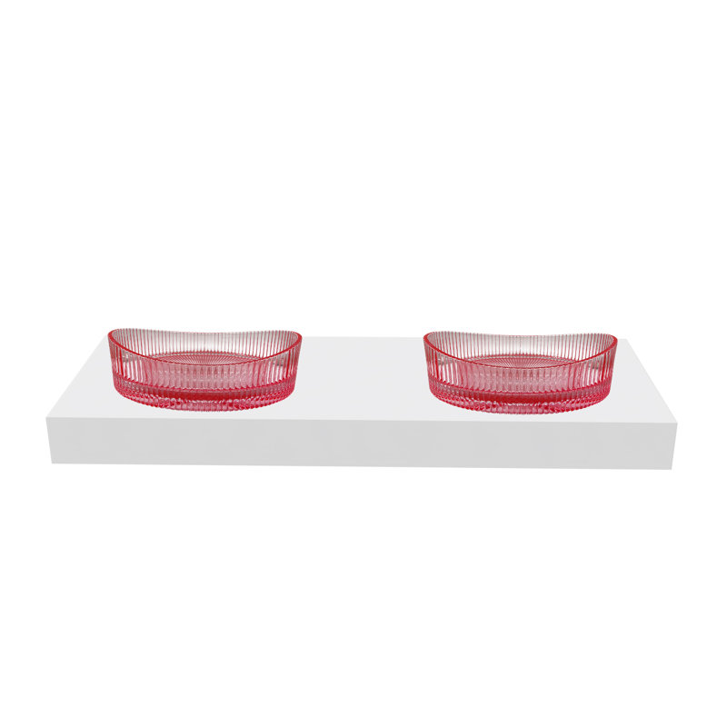 Vasques décoratives ovales 20 "avec base blanche 60", Rose