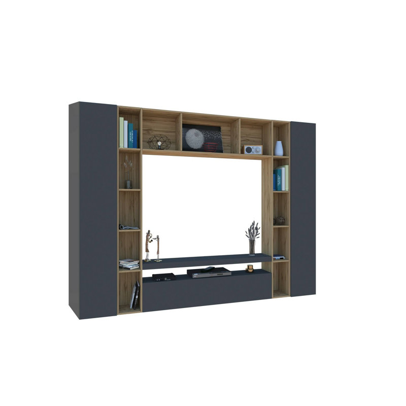Mirre Rectangle Accent Cabinet, Anthracite/Oak