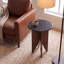 Black Marble & Wood Petal-Leg Side Table