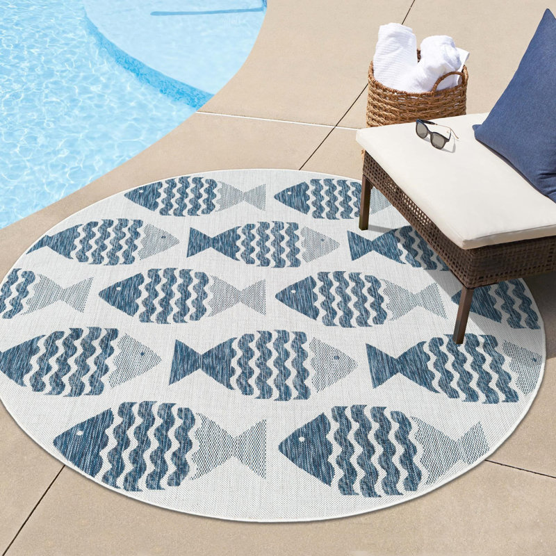 Tapis contemporain bleu marine Daitzman, Rond 3 pi 3 po
