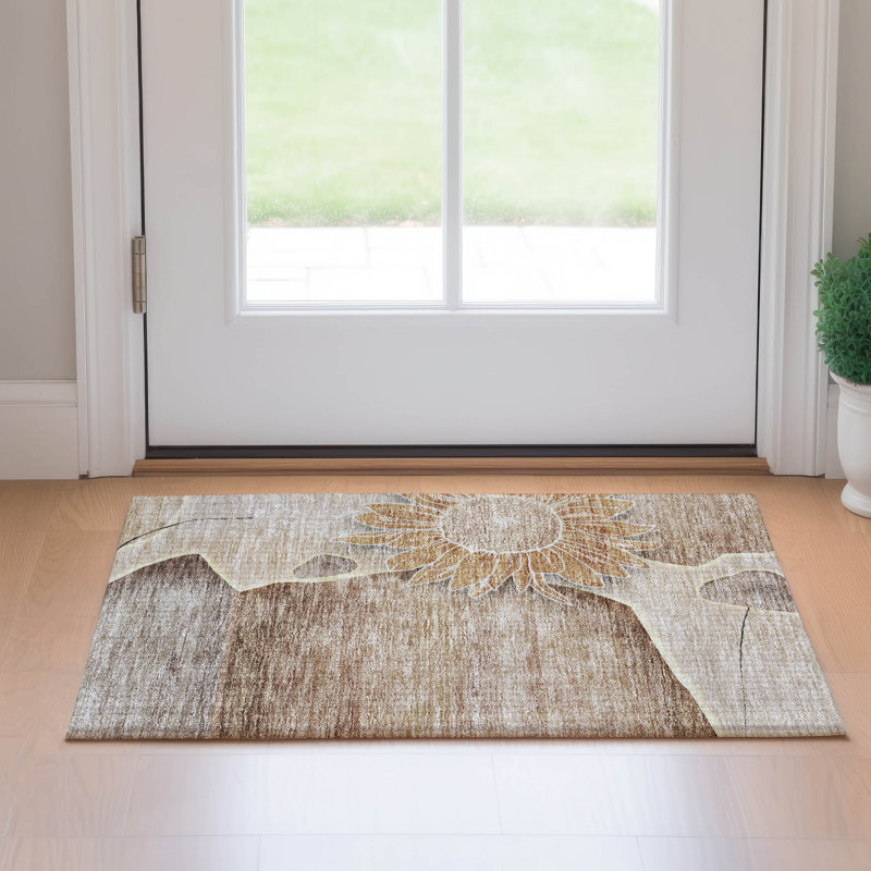 Premium Machine Washable Prisco Brown Rug, Rectangle 1'8" x 2'6"