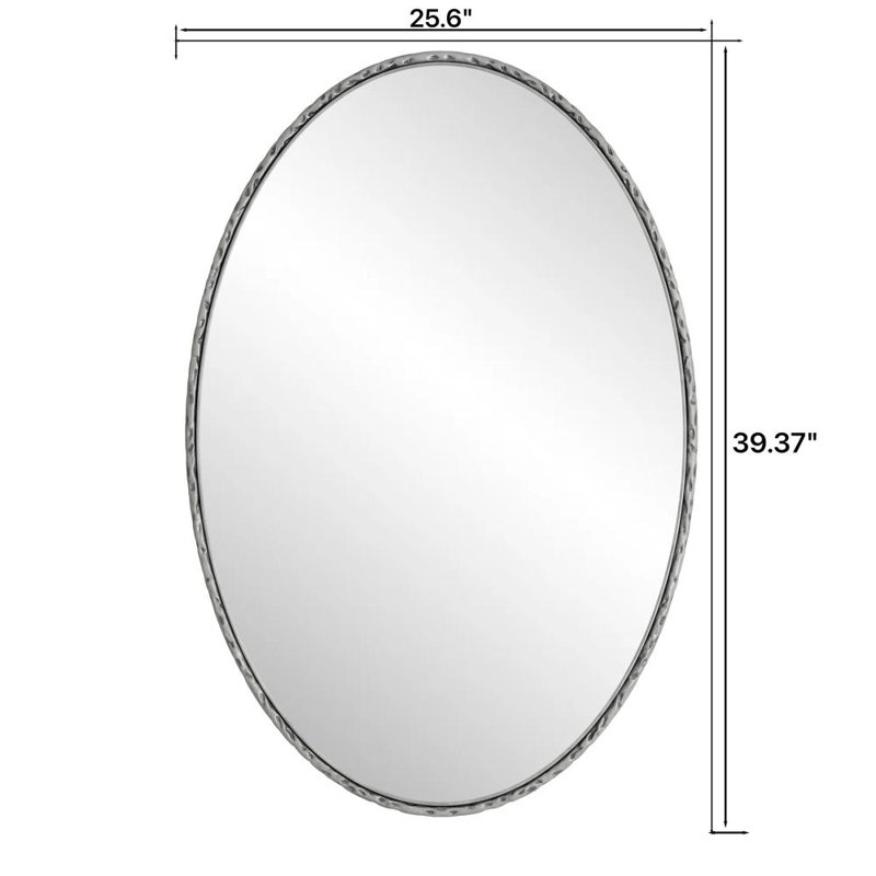 Miroir mural Antique Art, Argent argent, Ovale