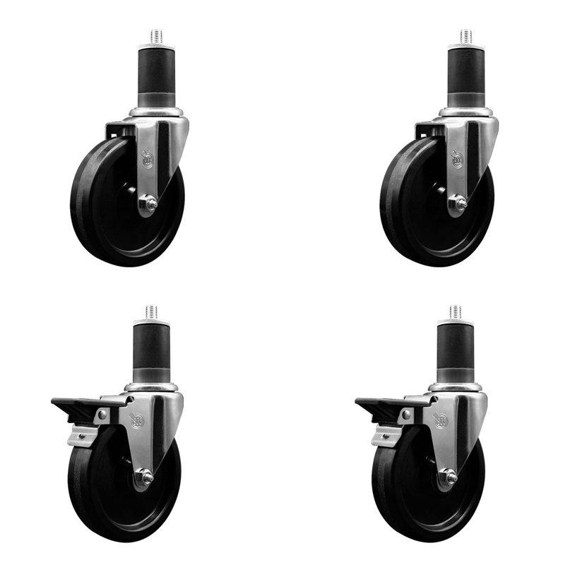 Ensemble de roulettes phénoliques pivotantes à roue pivotante 1-5 / 8 pouces 2 freins SCC