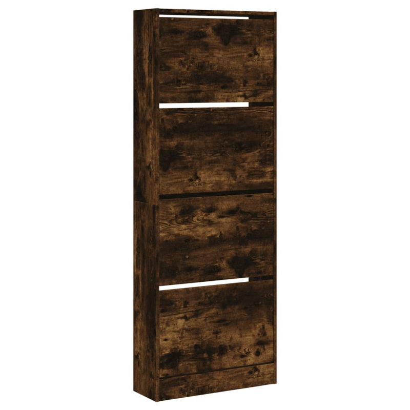 6 paires de rangement pour chaussures, 23.6" x 8.3" x 64.4", Chêne fumé