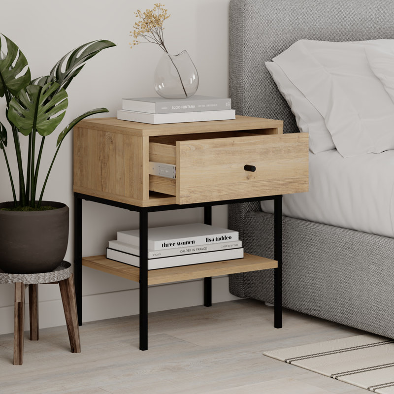 Aieden 45cm W Particle Board / Chipboard Bedside Table