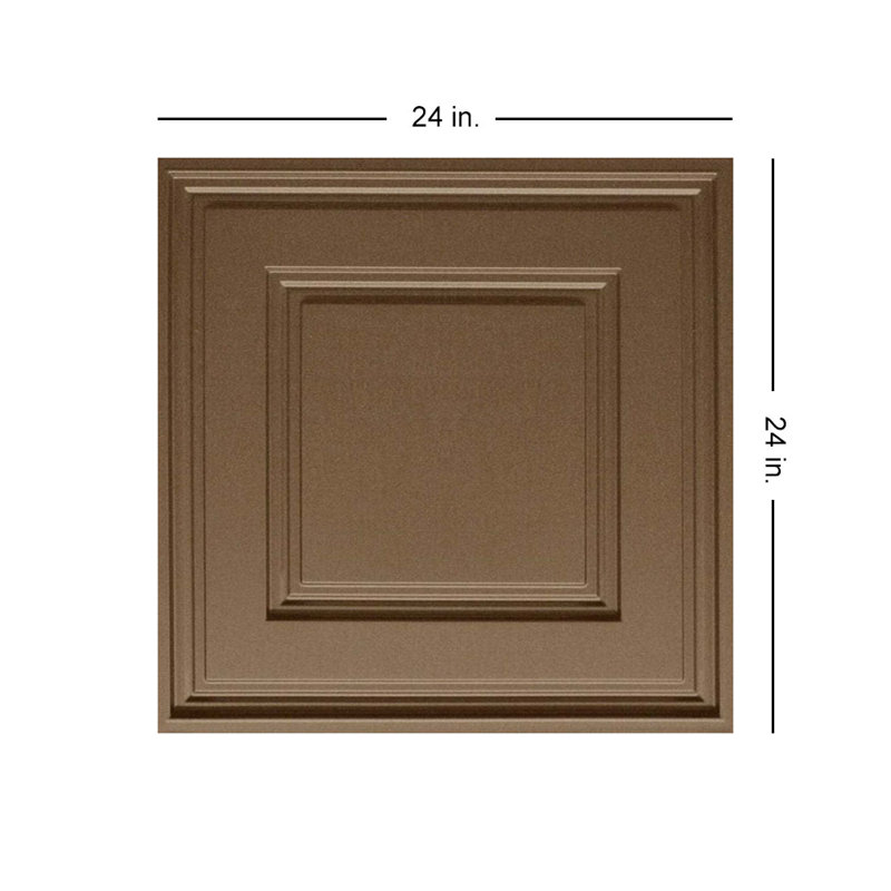 Coffre surélevé 2 pi x 2 pi Tuile de plafond à poser en PVC Lite, Bronze argenté
