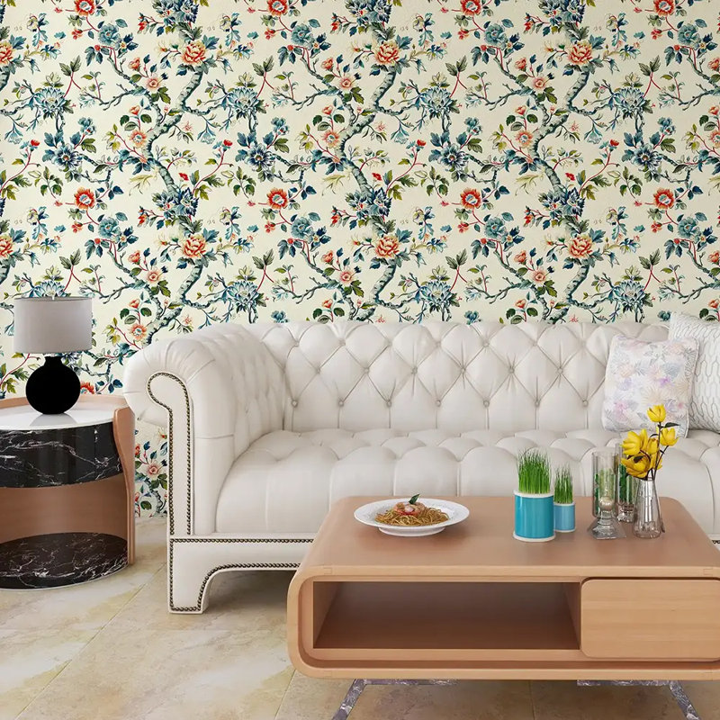 Rouleau de papier peint à motif floral rétro chinois