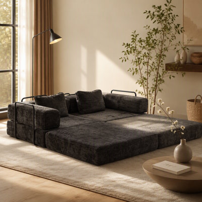 Canapé-lit convertible à compression avec cadre de forme fixe, canapé modulaire désossé, aucun assemblage requis, idéal pour une utilisation multi-occasions