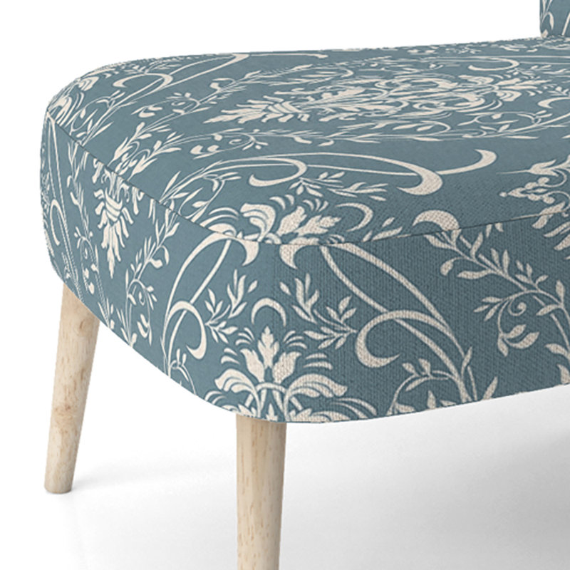 Chaise d'appoint rembourrée à motif damas gris