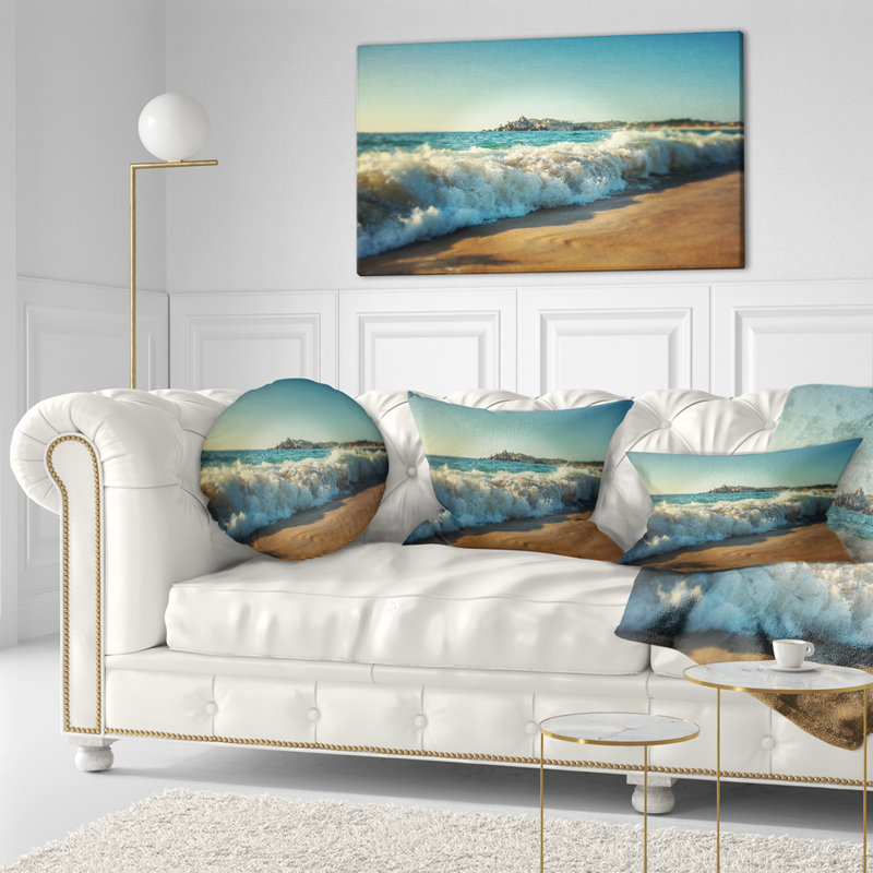 Oreiller vagues de plage pour le sable, Rectangle 12" x 20"