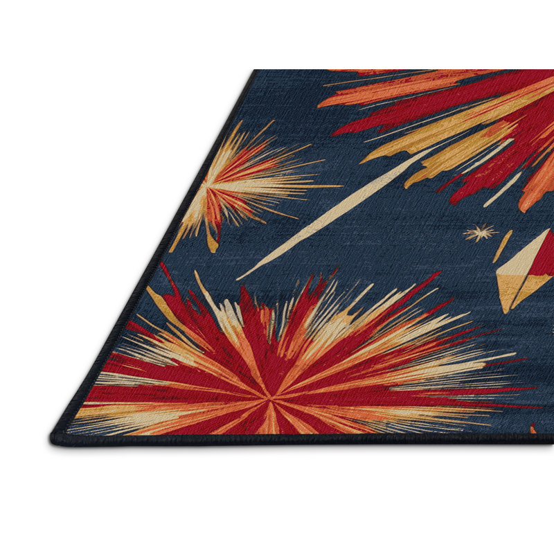 Tapis gris art déco lavable à la machine, Rectangle 6 pi x 9 pi