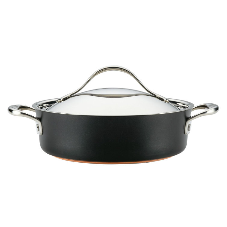 Anolon Nouvelle Luxe Hard Anodized Nonstick Cookware Induction Pots and  Pans Set, Includes 3 Quart Sauteuse with Lid and 10 Inch Skillet, 3 Piece -  Onyx/Black & Reviews