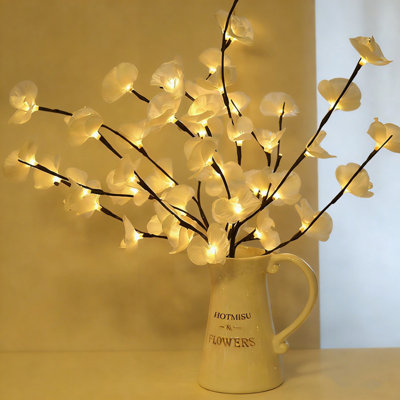 Lighted Butterfly Orchid Tree Table Lamp Decorative Branches Night Light for Bedroom Living Room