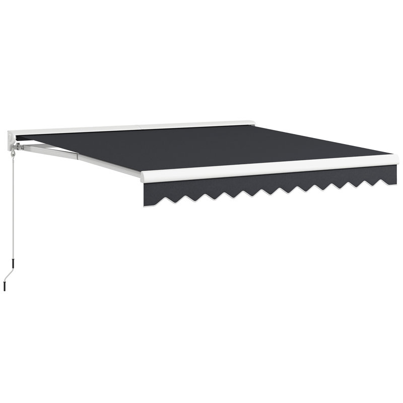 Electric Awning, Retractable Awning with Remote Controller and Manual Crank Handle, Dark Gray, 59.1" H x 116.1" W x 98.4" D