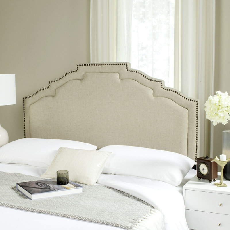 Upholstered Headboard, Full, Linen Steel Blue