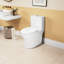 Toilette allongée 1,1 / 1,6, à hauteur confortable, céramique, blanc, siège à fermeture en douceur, et allongé, approuvé