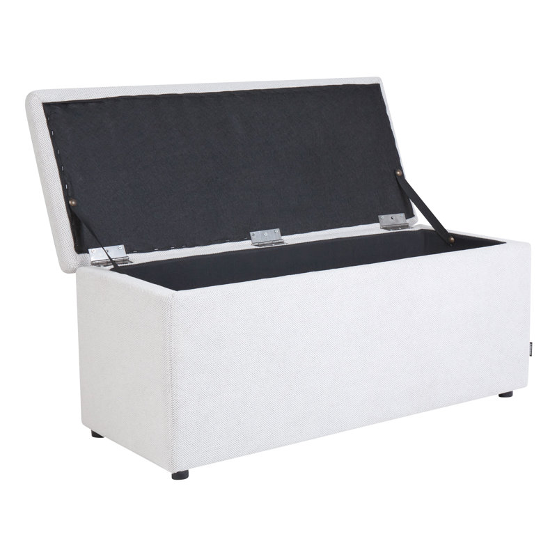 Rabecka Polyester Upholstered Storage Bench, Off White