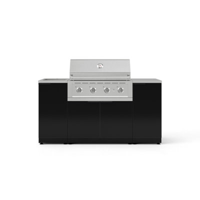 Ensemble d'armoires extérieures en aluminium 5 pièces avec évier, 1 porte, armoire de barbecue, gril au gaz naturel 36 po et comptoir en acier inoxydable 16 po