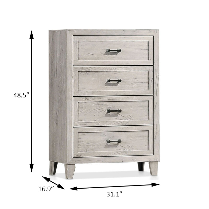 Commode contemporaine Myzen, blanc délavé