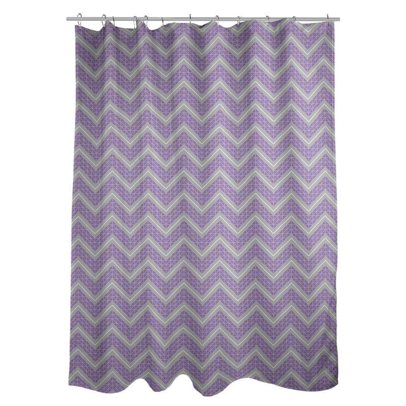 Rideau de douche simple à chevrons à la main classic, Mauve / Gris