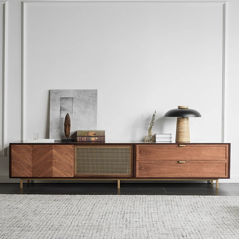 Meuble télé rétro pour petit salon, H 21,7 po x L 86,6 po x l 17,7 po