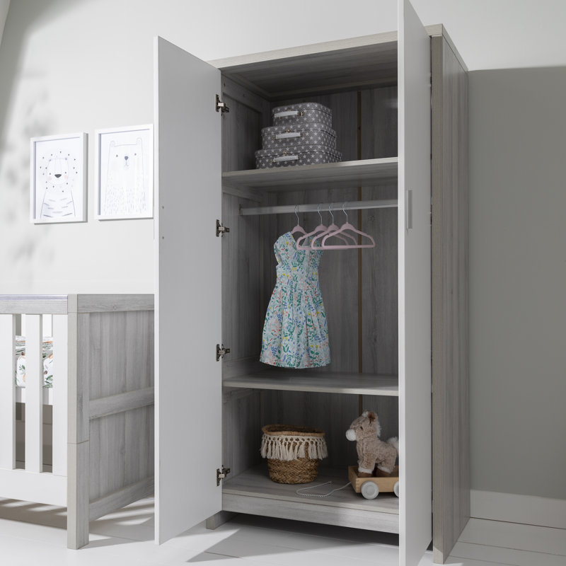 Tutti Bambini Modena 2 Door Wardrobe, White/Grey Ash