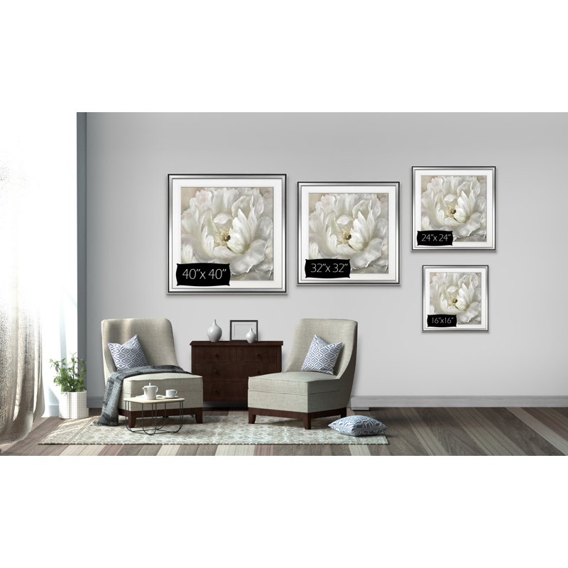 " Perfect Peony ", 24" H x 24" W x 1.5" D, Silver Framed
