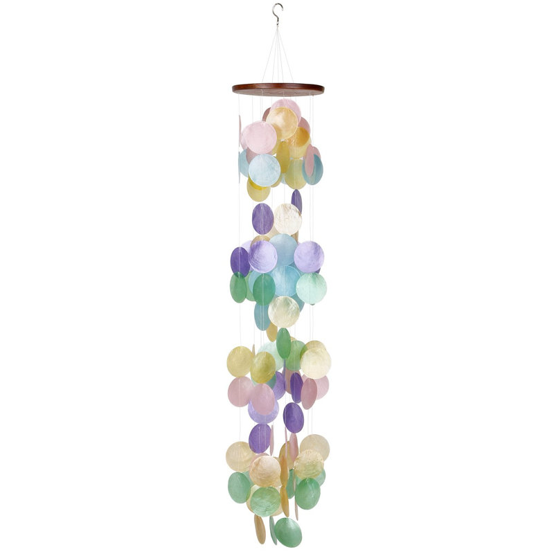 Rainbow Capiz Shell Waterfall Wind Chime for Outdoor Decor