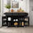 Kitchen Cart: With Rubberwood Flip-top, Interior Storage Shelves In Cabinet Doors, 5-wheel Design, Storage Cabinets And 3 Dining Drawers.-383450804