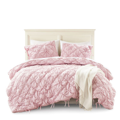 3Pcs King Comforter , Textured Floral With Relaxed Embroidery, Lightweight And Comforting Microfiber, All - Season Adaptability, Safe Machine Washable, For Friends Puffy Tie, , Great Option