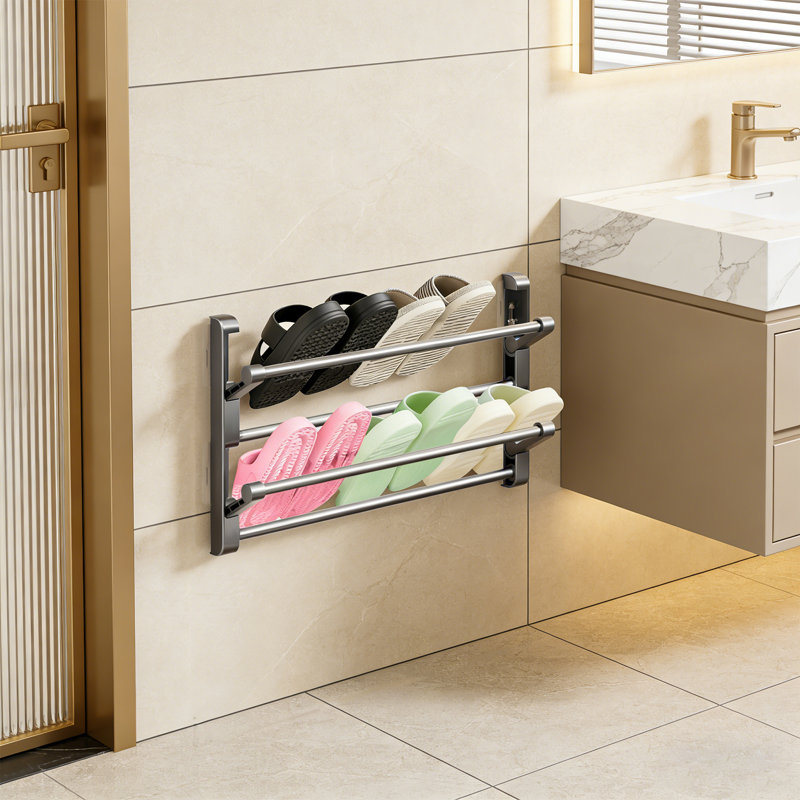 Bathroom Slipper Rack Wall-Mounted Foldable Shoe Rack Slipper Rack for Bathroom Entryway
