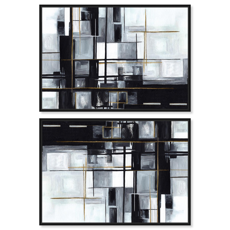 Ensemble de lignes texturées, art Mancave par Art Remedy, H 11 po x l 16 po, Cadre noir