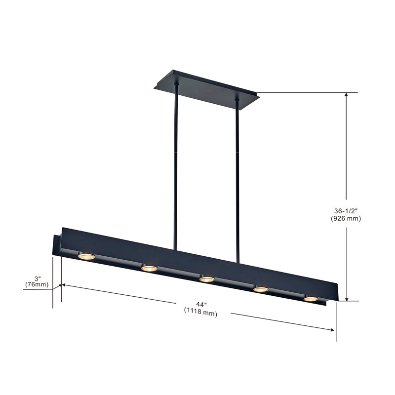 Luminaire suspendu noir à 5 lumières