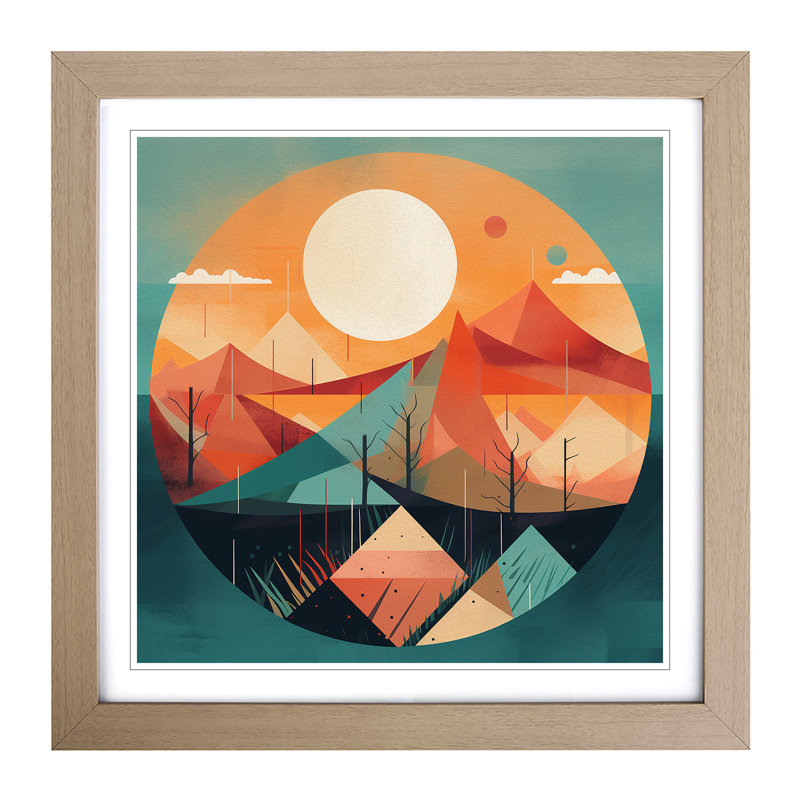 Sunrise Geometric - Framed Print, Oak