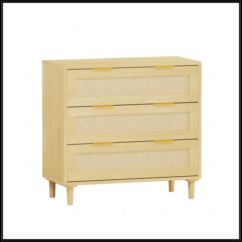 31.50"3-Drawers Rattan Storage Cabinet Rattan Drawer