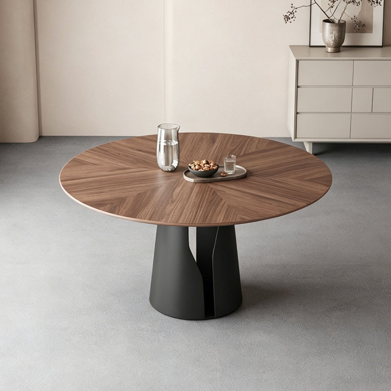 Table ronde rétro en noyer, 29.5" H x 47.2" W x 47.2" D